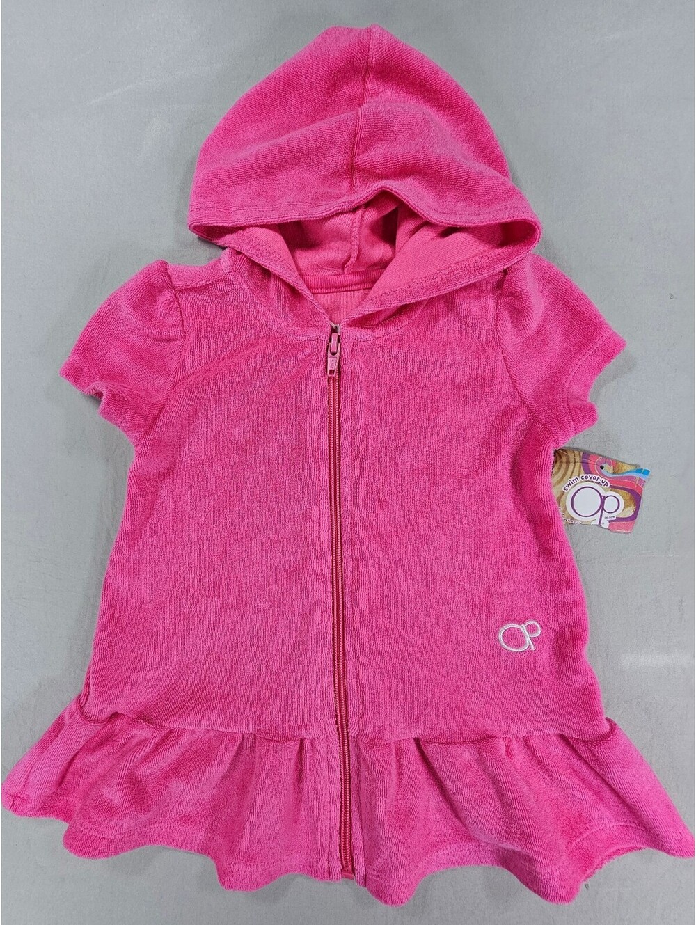 OP Pink Cotton Hooded Swim Cover-Up for Kids.  Size 18M